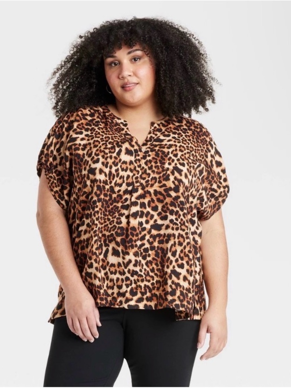 Ava & Viv Animal Print Relaxed Fit Blouse, Size 1X - NWT